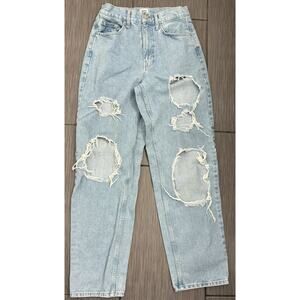 BDG Jeans Women’s High Rise Baggy Straight 100% Cotton Distressed Jeans Size 28